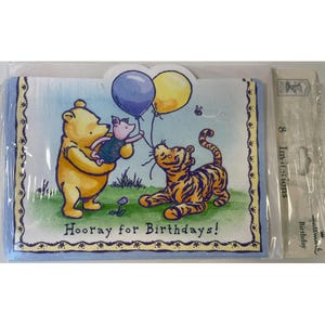 Invitaciones vintage de Winnie the Pooh, fiesta de cumpleaños clásica de Pooh, paquete de 8 tarjetas de felicitación, década de 2000, Y2K