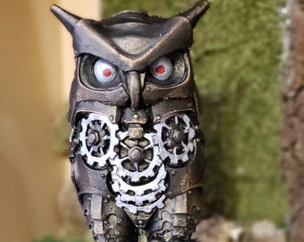 Steampunk owl statue, Steampunk decor