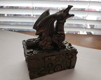 STEAMPUNK Dragon treasure box, Trinket box, Jewelery box