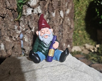 Gnome Statue, Tipsy Gnome, Mini Garden decor, Fairy doors, for fairy gardens