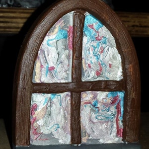 Window for fairy house, fairy gardens Stained Glass