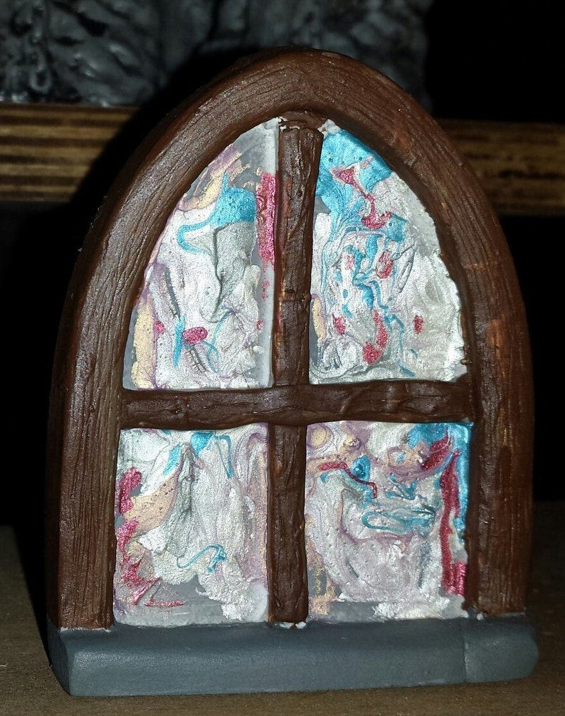 Window for fairy house, fairy gardens Stained Glass