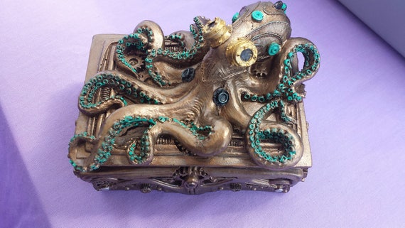 STEAMPUNK Octopus treasure box, Trinket box, Jewelery box