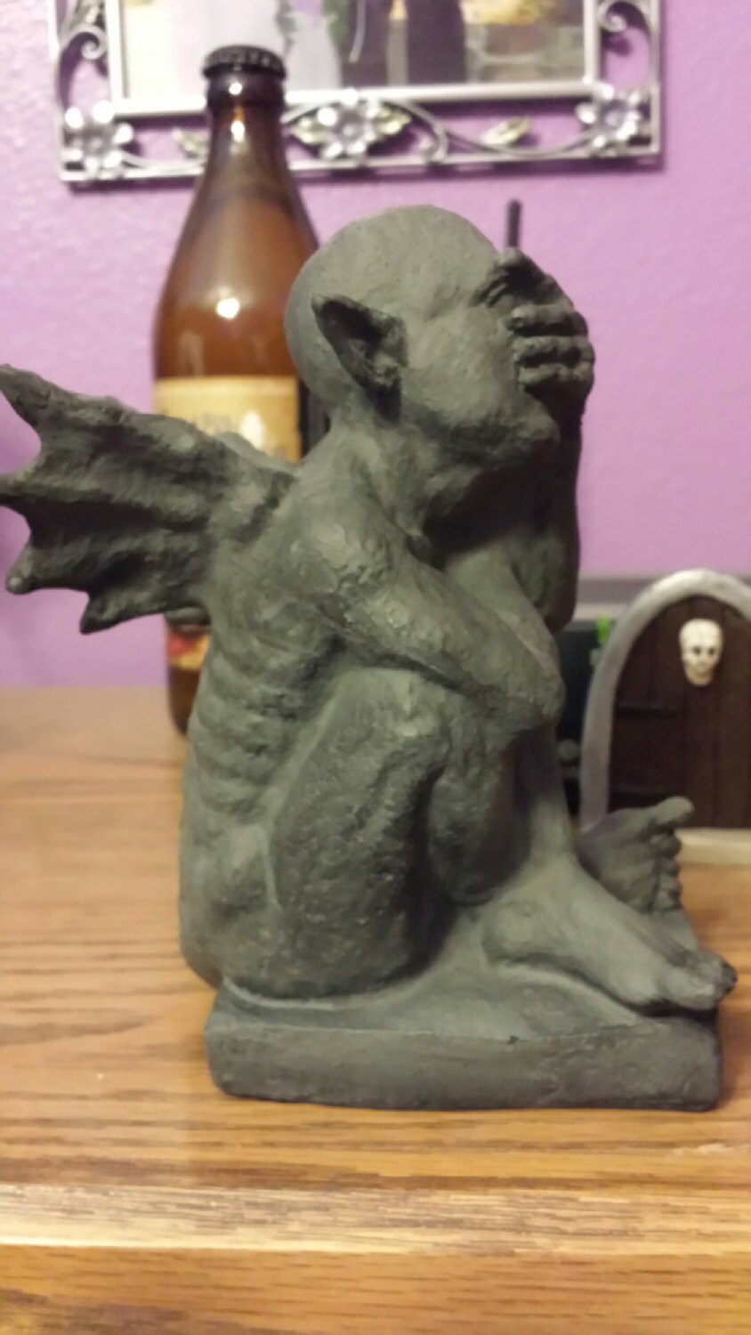 Hand Painted Resin Gargoyle Statue, Gothic Garden Decor - Etsy