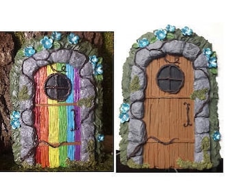 Large Fairy door, Garden door for fairy gardens or fairy house, Rainbow door