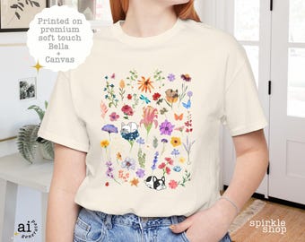 French Bulldog Wildflower Shirt, Frenchie Mom Floral Gift Tee
