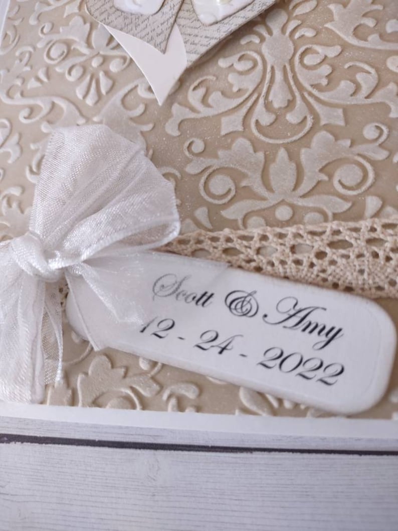 Embossed Wedding Card for Bride and Groom Elegant Vintage Etsy