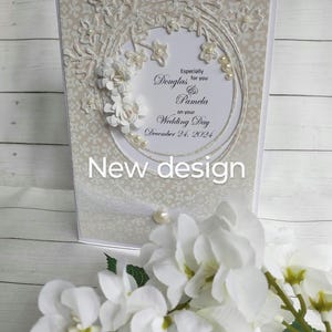 Embossed luxury wedding card for bride and groom, Pearlized wedding card, Personalized at no extra charge, elegant custom wedding card