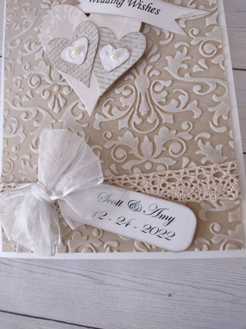 Embossed Wedding Card for Bride and Groom Elegant Vintage Etsy