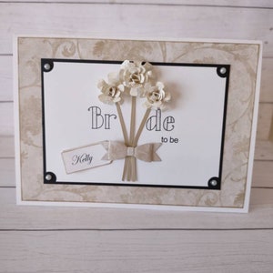 Personalized Bride-to-Be Card: Handmade Paper Roses, Bridal Shower