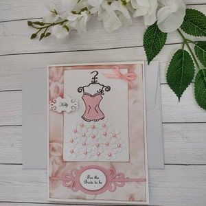 Handmade Bridal Shower Card: Vintage Dress with Pearls, Personalized