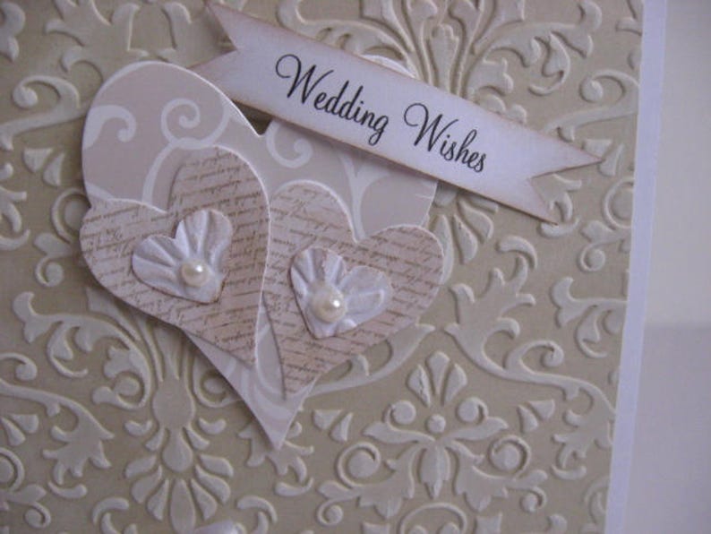 Embossed Wedding Card for Bride and Groom Elegant Vintage Etsy