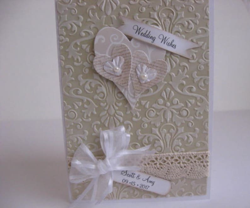 Embossed wedding card for bride and groom elegant vintage Etsy