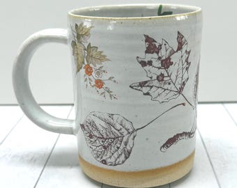 Handmade Fall Mug: Vermont Autumn Leaves, Hand-Glazed Pottery