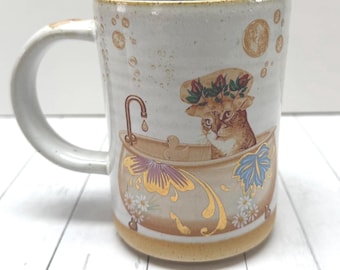Push Push the Cat Bath Time Mug with 24K Gold