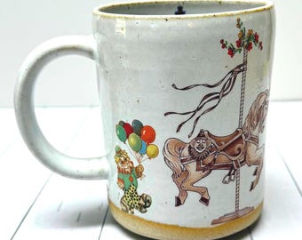 Handmade Circus Mug: Vermont Bohemian Cat House Pottery