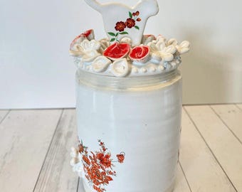 Flowers and Cats English Porcelain Jar