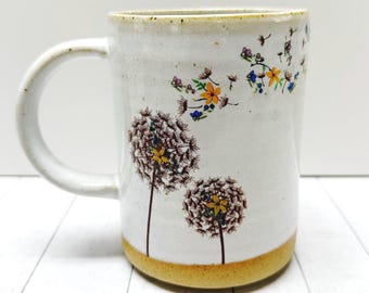 Wishing in the Wind Mug with Color Flowers
