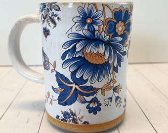 Large Bohemian Blue & 24k Gold Mug