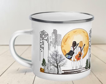 Moon Gazing Together Enamel Mug