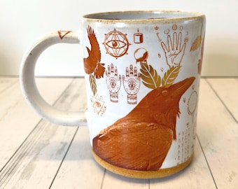 Good Luck Magic Raven Mug with 22k Gold
