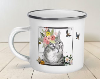 Push Push's Darling Tabby Cat Enamel Mug