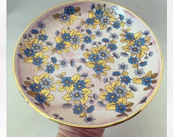 Boho Blooms Pink & 24k Gold Lunch Plate