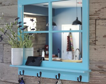 mirror hooks shelf key hook antique rustic bronze chic country aqua distressed arch french coat favorite