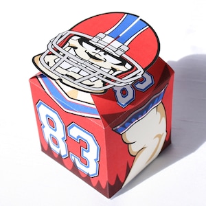 Football Player Small Treat Box - Red (Instant Download)