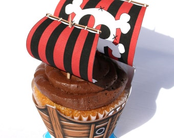 Pirate Ship Cupcake Wrapper (Instant Download)