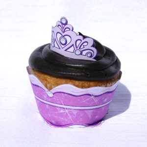 Purple Princess Cupcake Wrapper (Instant Download)