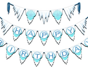 Banner de cumpleaños de la Princesa de Hielo (Descarga instantánea)