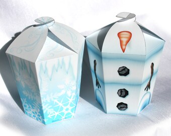Large Ice Princess and Snowman Gift Box SET (Instant Download)