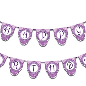 Purple Princess Birthday Banner (Instant Download)