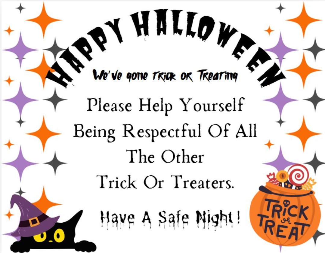 Printable quot gone Trick or Treating quot Sign Use When You #39 re Not Home but