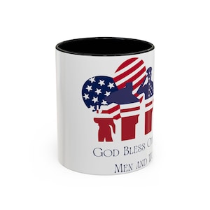 God Bless Our Service Men and Women Accent Coffee Mug (15oz)