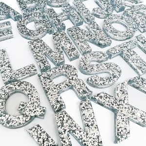 PLATINUM Resin Letters | Resin Alphabet Letters | Magnetic Alphabet | Made to Order | Sensory Play | Neutral Letters | Glitter Letters