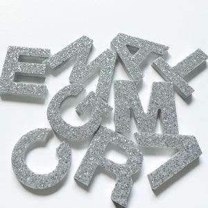 STERLING Resin Letters | Resin Alphabet Letters | Magnetic Alphabet | Made to Order | Sensory Play | Neutral Letters | Glitter Letters