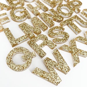 GOLDIE Resin Letters | Resin Alphabet Letters | Magnetic Alphabet | Made to Order | Sensory Play | Neutral Letters | Glitter Letters