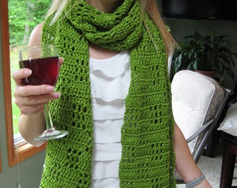 Crocheted Green Shawl, Scarf, Sparkly Shawl