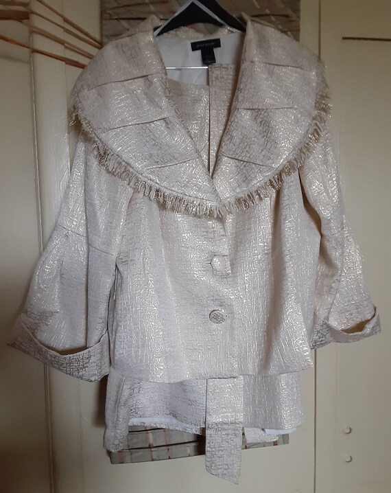 Ashley Stewart Cream Metallic Ladies Suit Size 18W