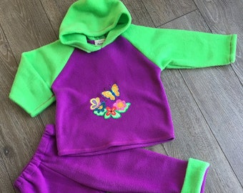 Toddler Outfit  3 Years Old size 4T, Personalized Hoodie Child, Little Girl's Outfit, Purple Butterfly Hoodie Set for Children, Bahde