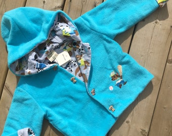 Child Jacket Hood 3 Years 4T, Puppy Coat Boy, Lined Jacket Girl, Personalized Jacket Boy Puppy, Fleece Jacket Child, Kid Jacket Dog,  Bahde