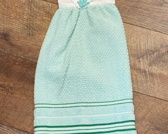 Mint Green Stove Towel, Kitchen Hand Towel, Buttoned Finger Tip Towel, KitchenTowel,  Bahde