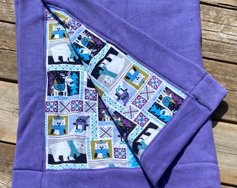 Baby Girl Blanket Purple, Crib Blanket Boy, Personalized Toddler Blanket 46" X 54",  Northwoods Blanket Child, Baby Shower Gift, Bahde