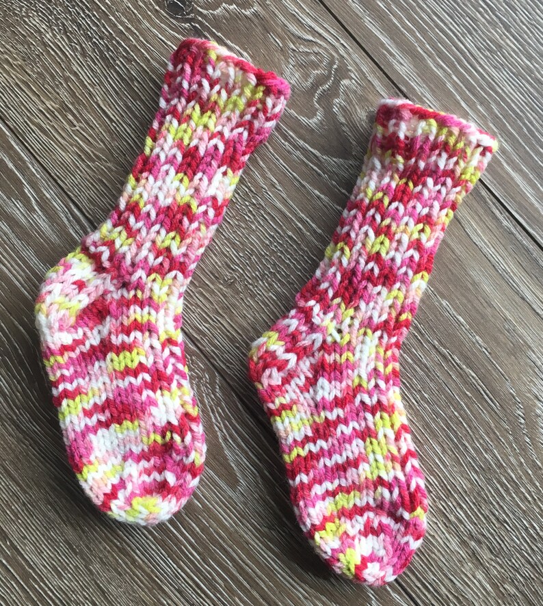 Knit Children/'s Socks Toddler Socks size 3-4 Kid/'s Winter Socks Pink /& White Socks for Girl Seamless Acrylic Cozy Bed Socks Bahde