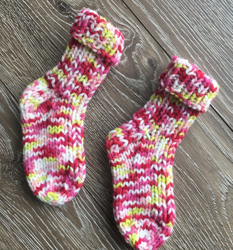 Knit Children/'s Socks Toddler Socks size 3-4 Kid/'s Winter Socks Pink /& White Socks for Girl Seamless Acrylic Cozy Bed Socks Bahde