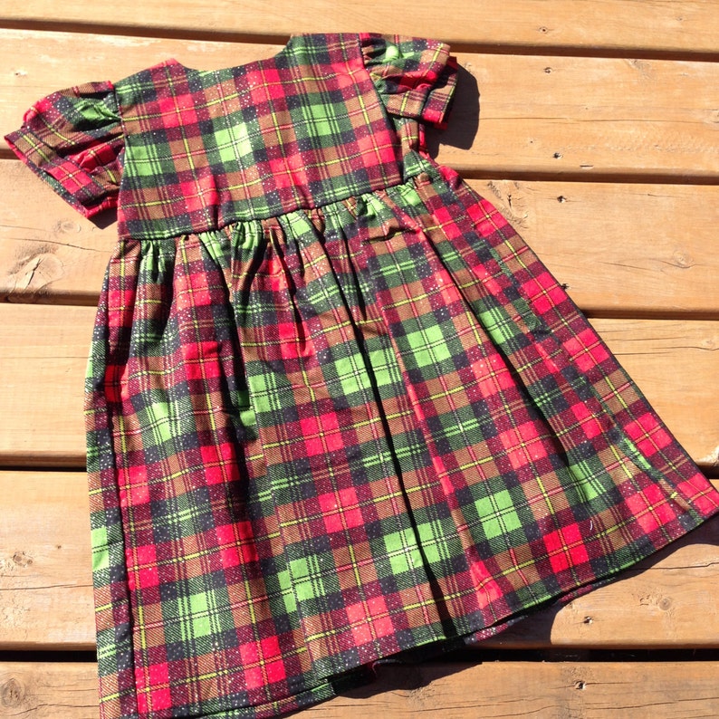 Child Christmas Dress 3 Year Old Size 4T, Girl's Pinafore Dress, Party Dress Child, Kid's Vintage Style Dress, Plaid Apron Dress, Bahde image 9