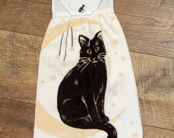 Stove Towel, Cat Kitchen Hand Towel, Buttoned Fall Finger Tip Towel, Halloween KitchenTowel,  Bahde