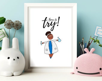 Printable Art for Kids Afro Art Nursery Wall Art Girls Room Superhero Print African American Illustration Ironheart Art Print